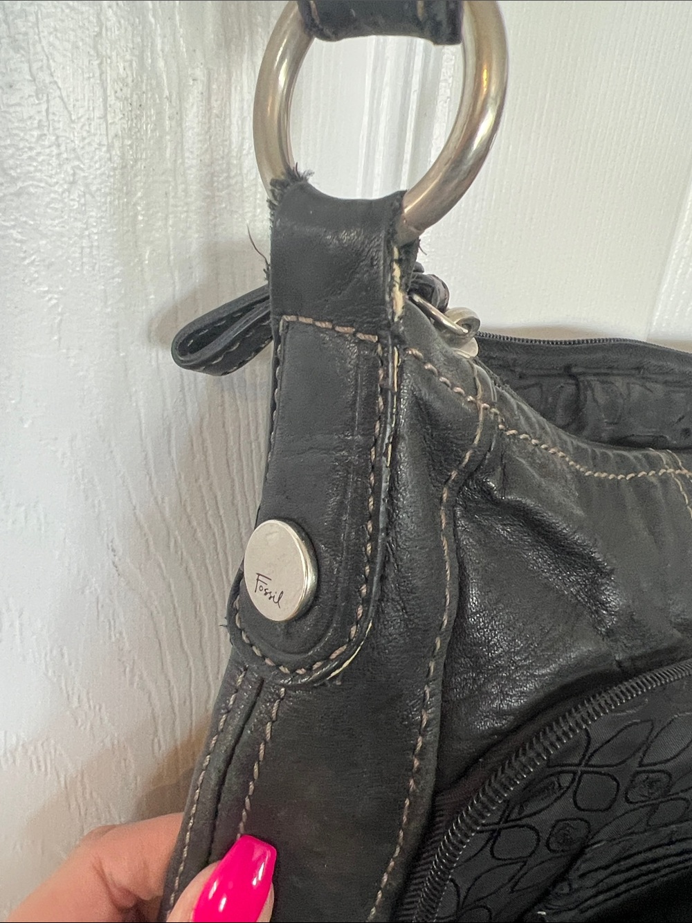 Fossil Black Leather Crossbody Bag - Picture 6 of 12